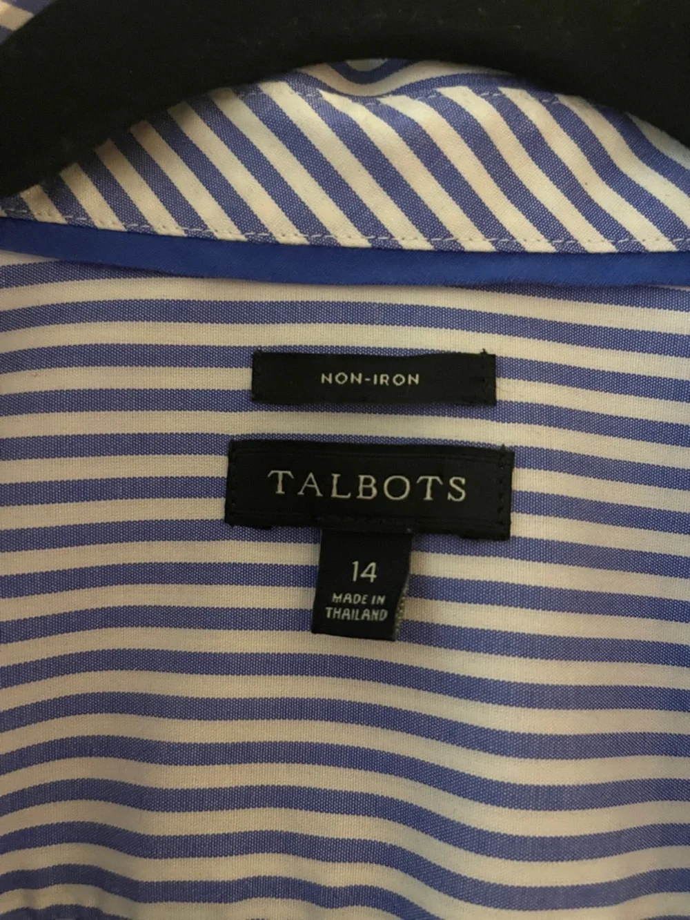 Talbots Blue and White Striped Sleeveless Button-Down Shirt - Picture 2 of 4